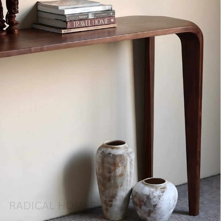 SELVA Modern Walnut Wood Console Table