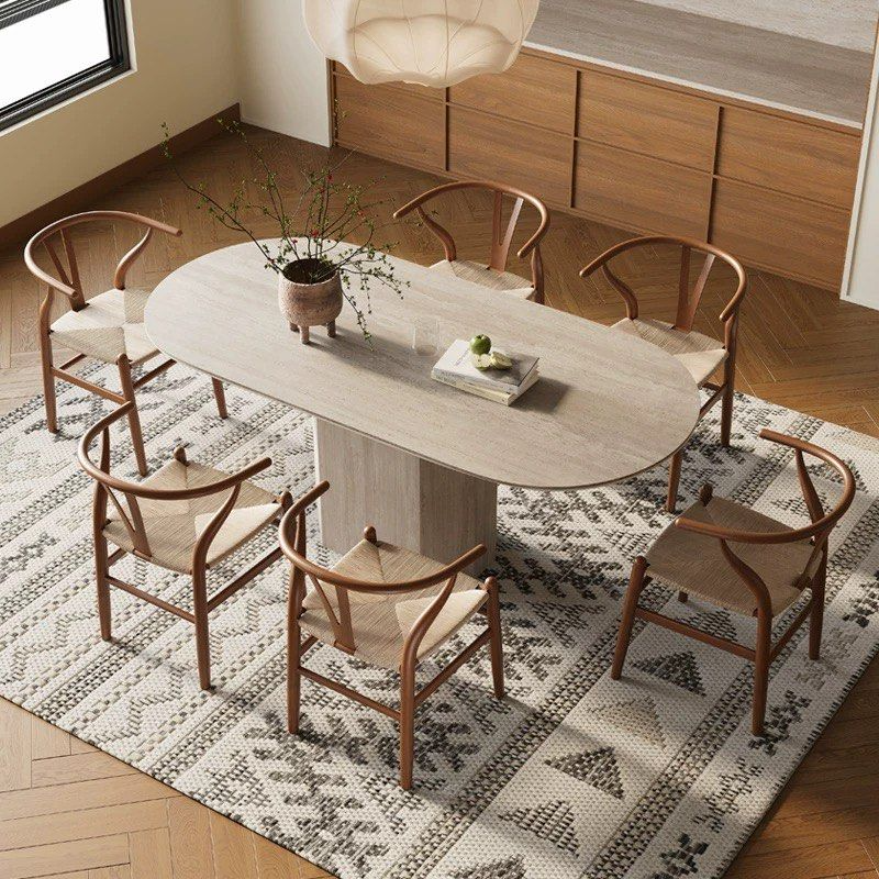 TERRON Modern Travertine Dining Table
