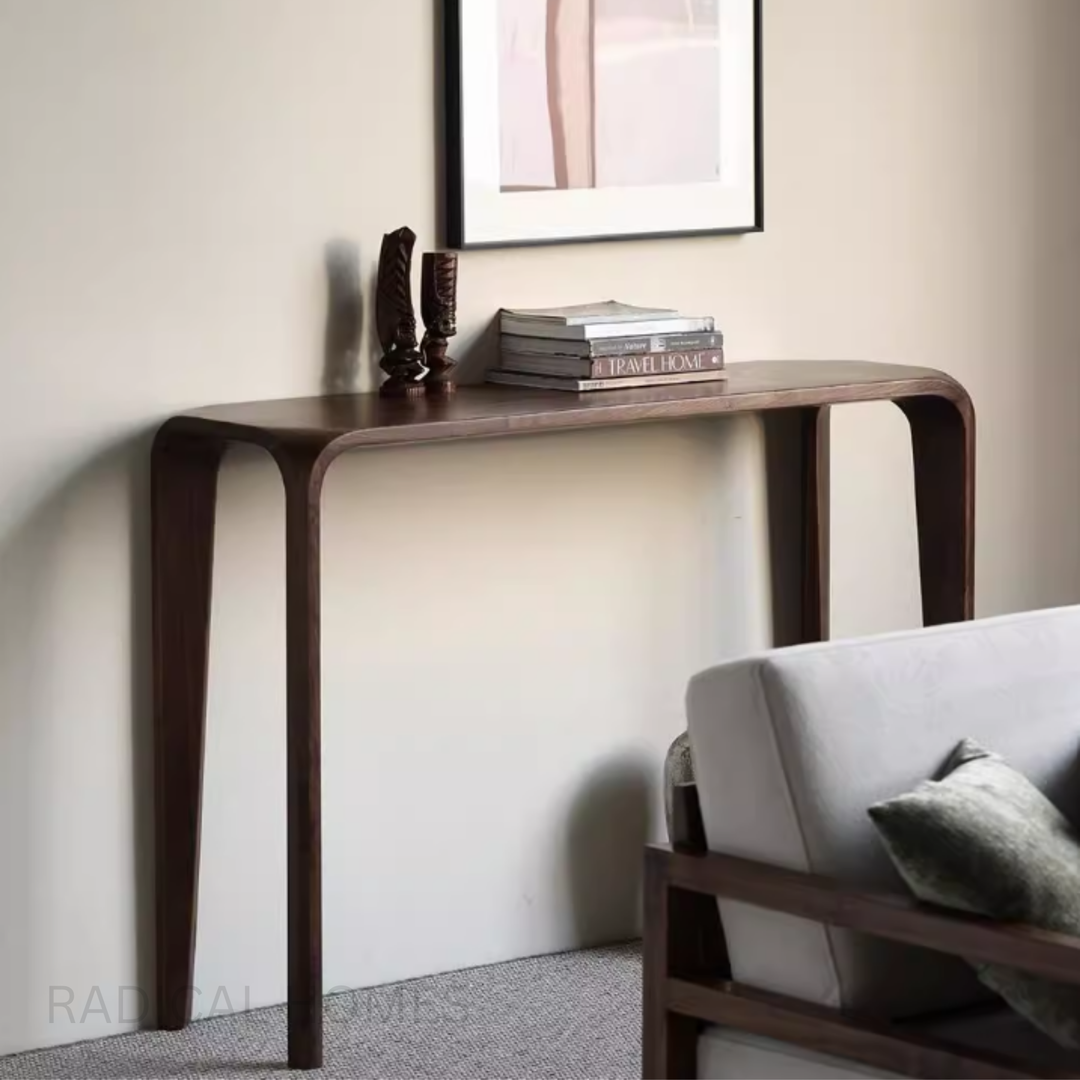 SELVA Modern Walnut Wood Console Table
