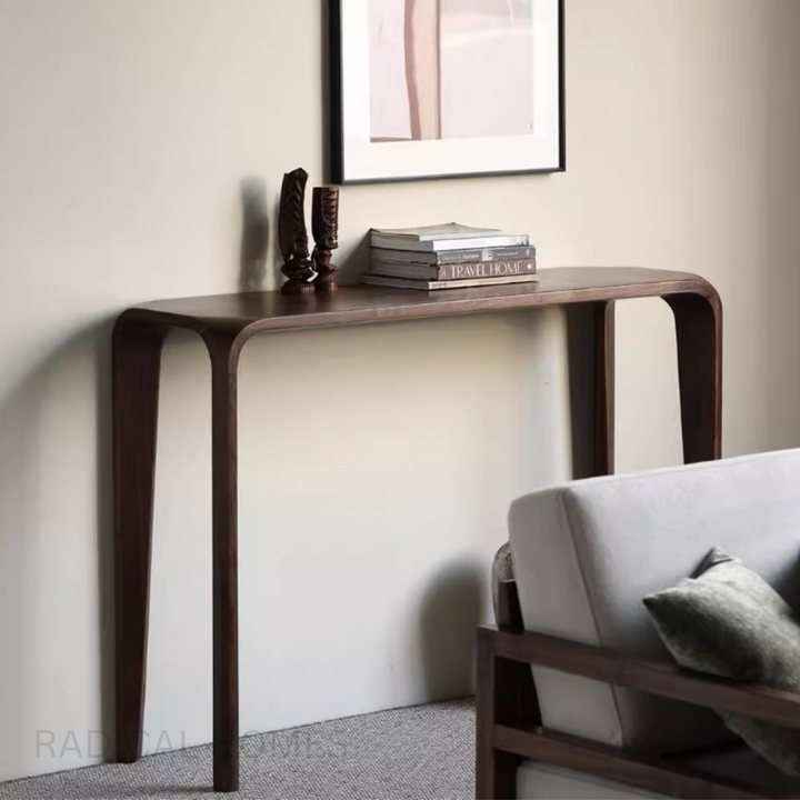 SELVA Modern Walnut Wood Console Table