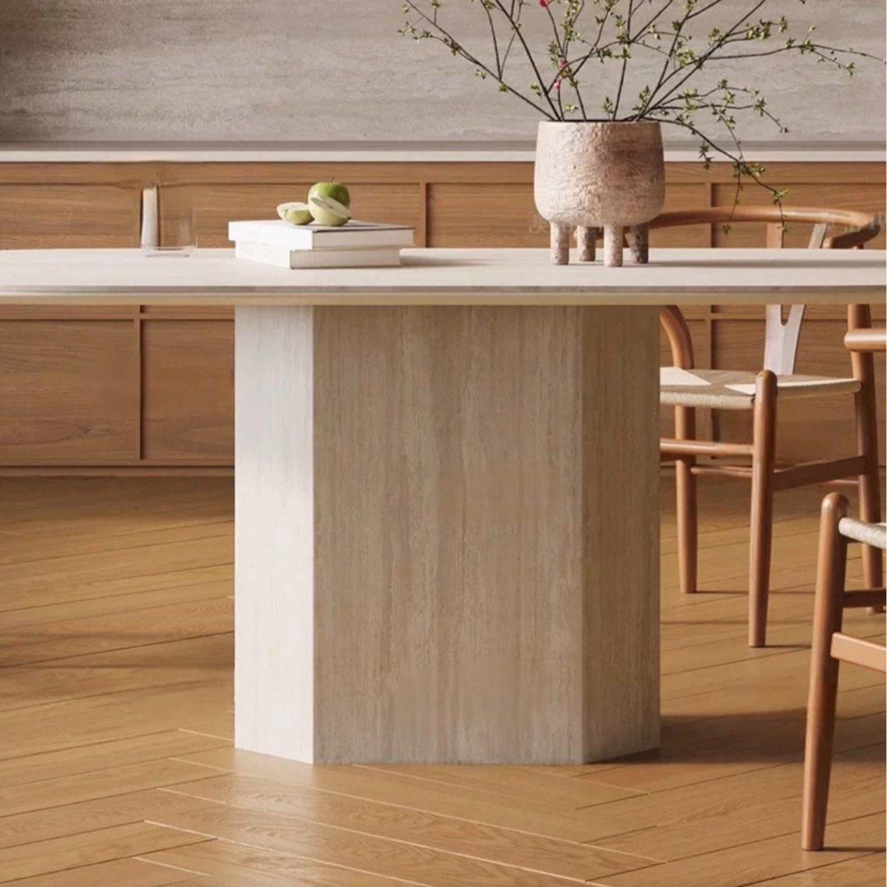 TERRON Modern Travertine Dining Table