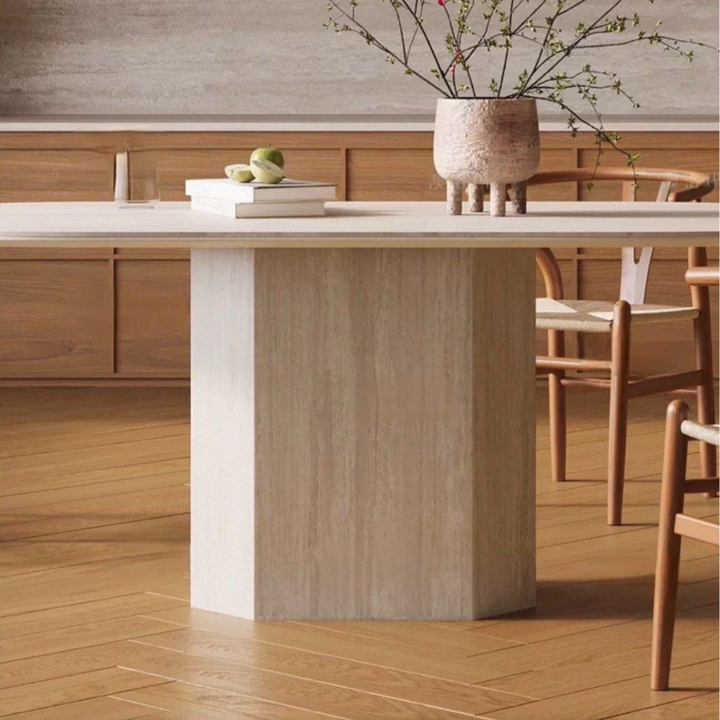 TERRON Modern Travertine Dining Table