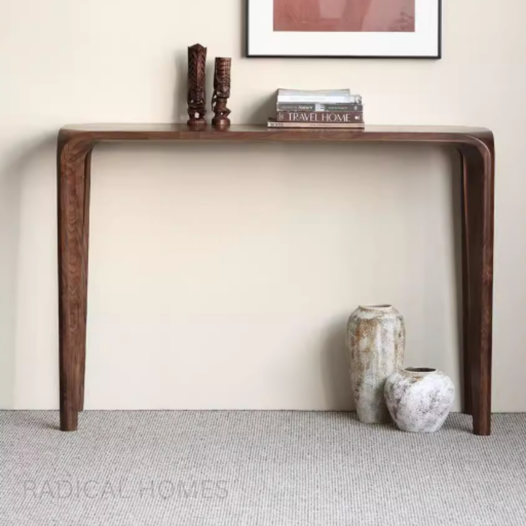 SELVA Modern Walnut Wood Console Table