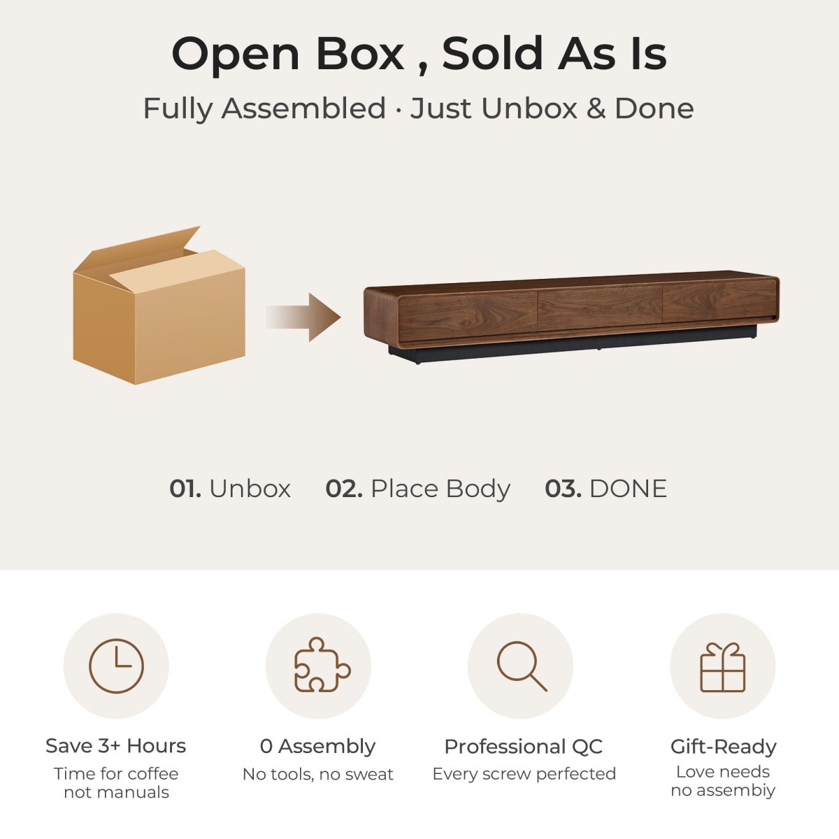 VERSONA Large-Capacity Solid Wood TV Media Console - Exclusivia