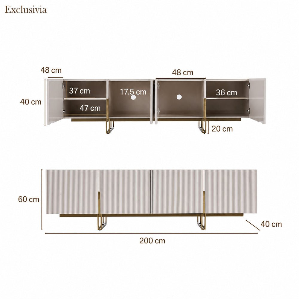 Auro Sintered Stone Fluted TV Console