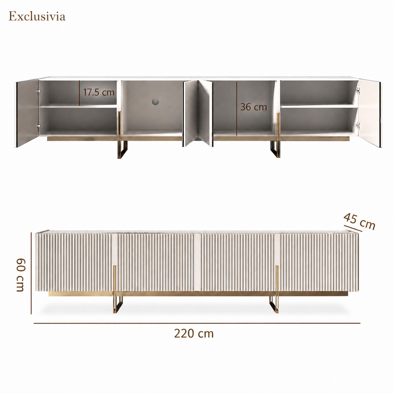 Auro Sintered Stone Fluted TV Console