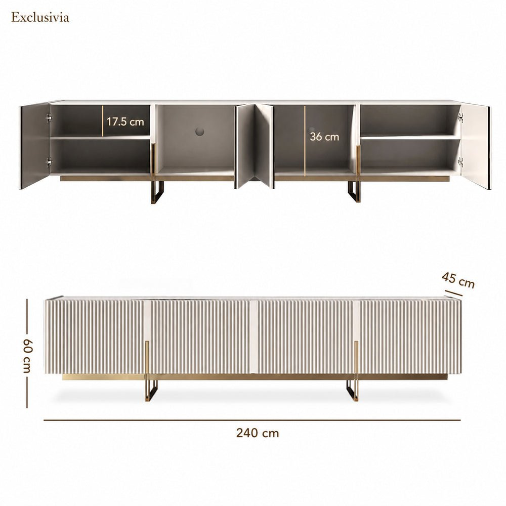 Auro Sintered Stone Fluted TV Console