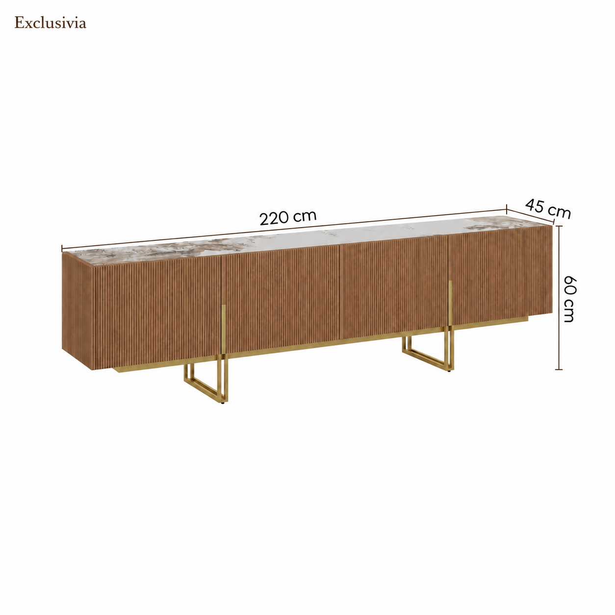 Auro Sintered Stone Fluted TV Console