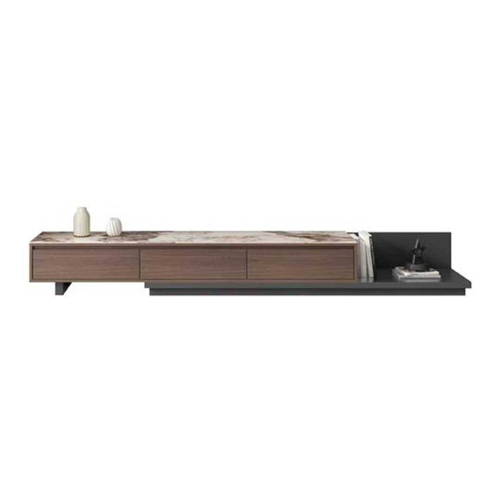 ZORAVEL Glossy Sintered Stone Extendable TV Console