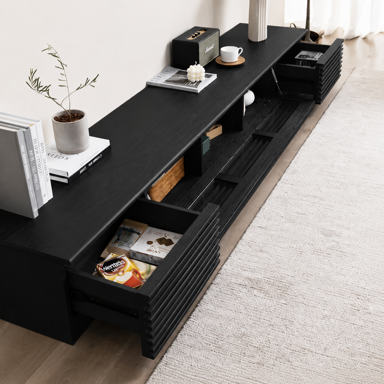 Orion Minimalist Fluted TV Console