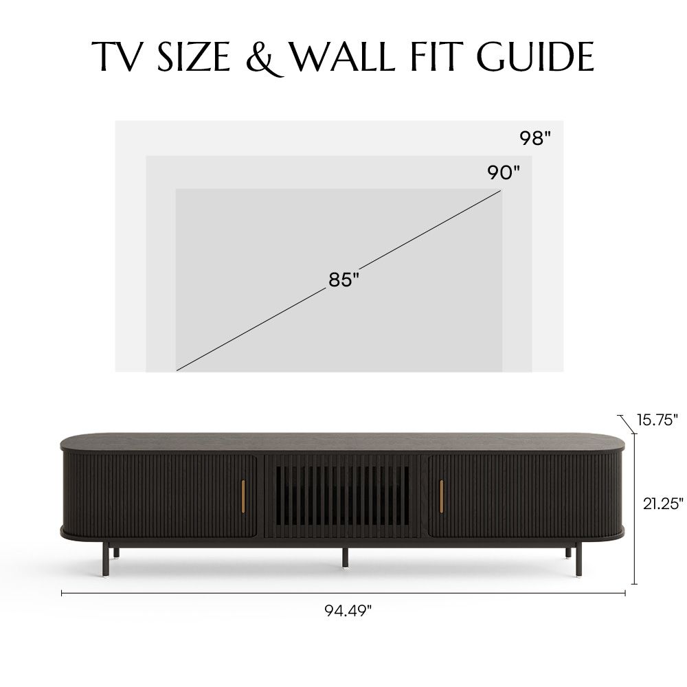 Solvra Mid-Century Tambour Door TV Stand