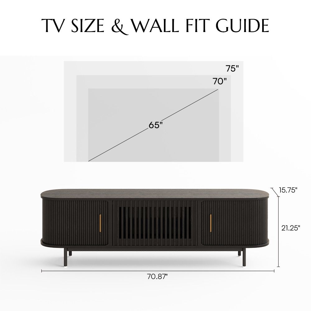 Solvra Mid-Century Tambour Door TV Stand