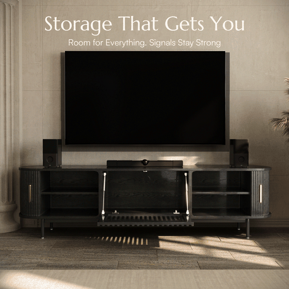 Solvra Mid-Century Tambour Door TV Stand