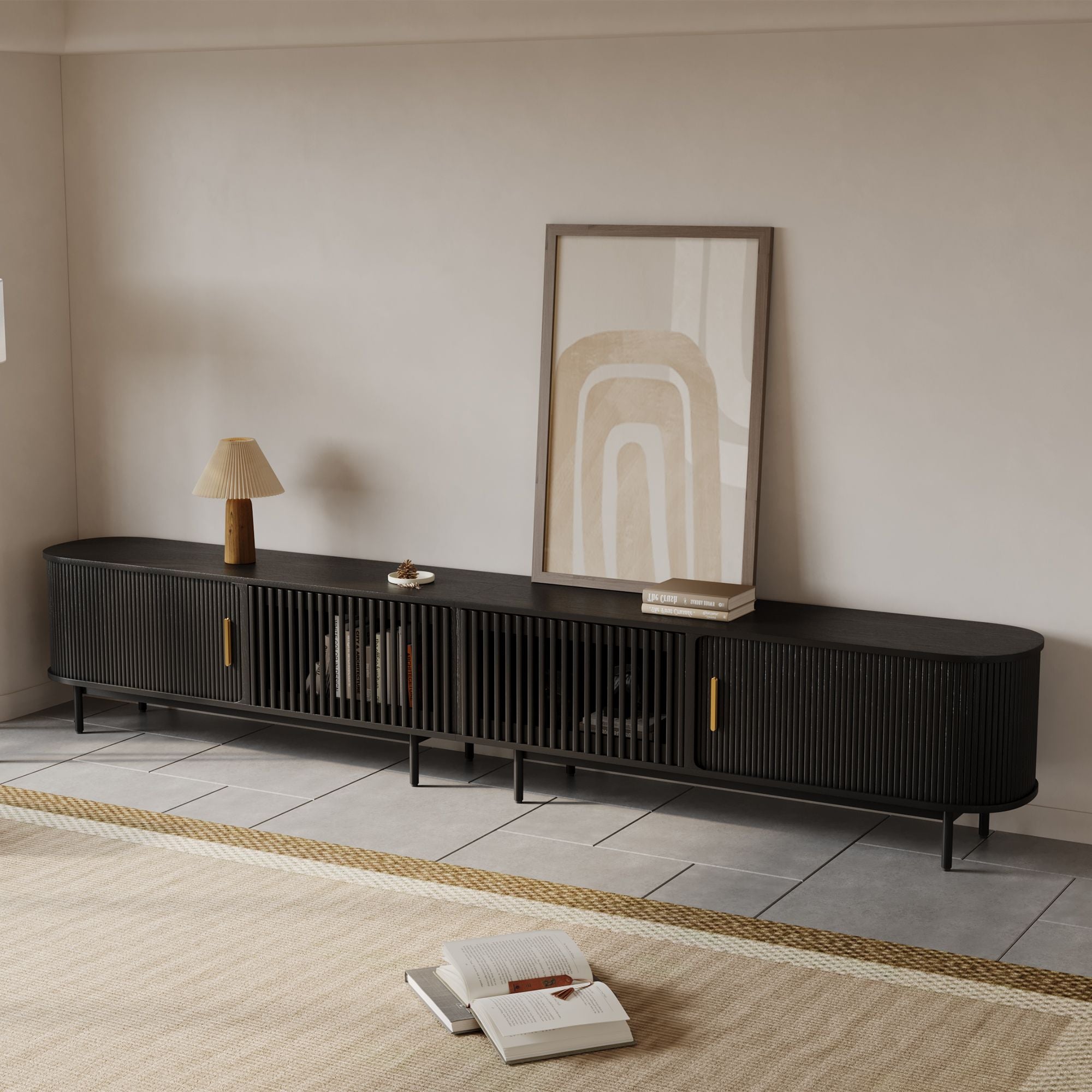 Solvra Mid-Century Tambour Door TV Stand