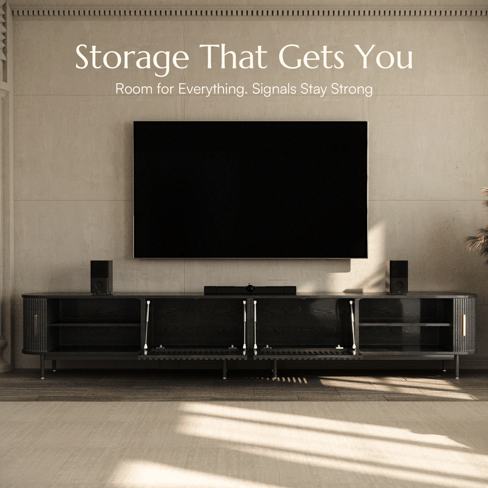 Solvra Mid-Century Tambour Door TV Stand