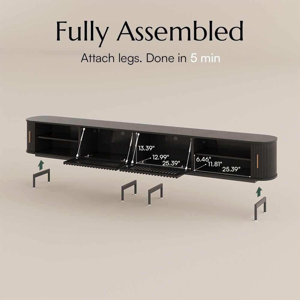 Solvra Mid-Century Tambour Door TV Stand