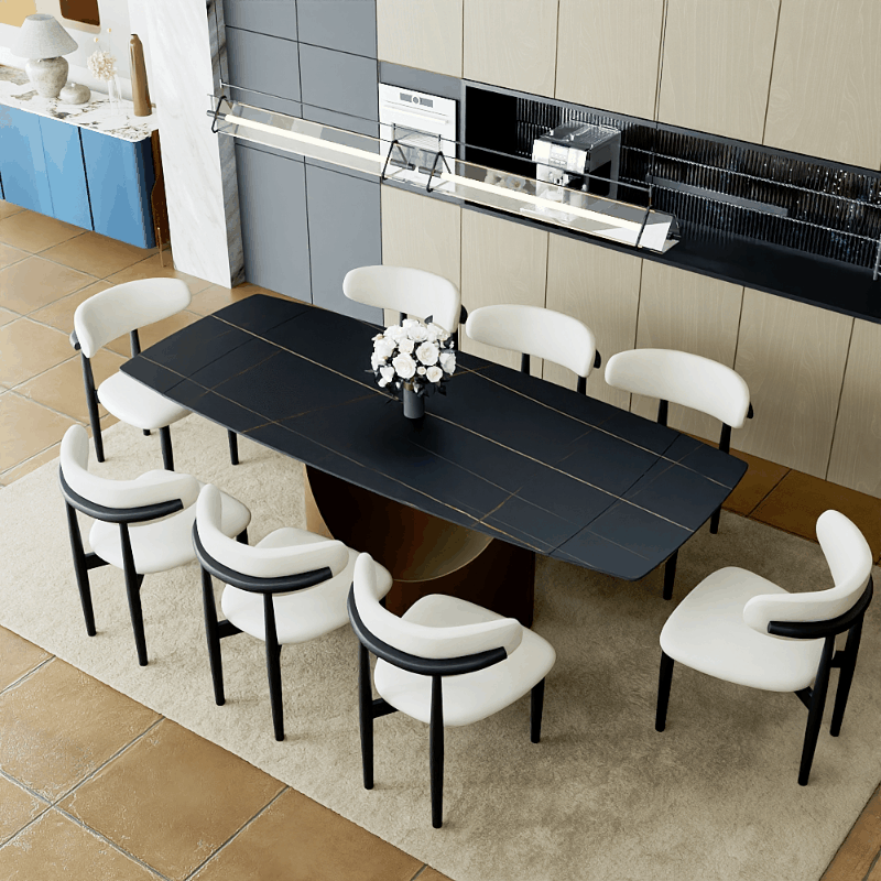 Hobart Extendable Glossy Sintered Stone Rectangular Dining Table