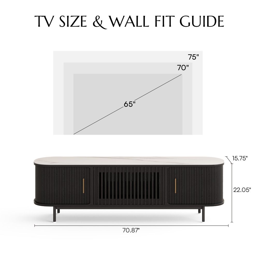 Solvra Mid-Century Tambour Door TV Stand