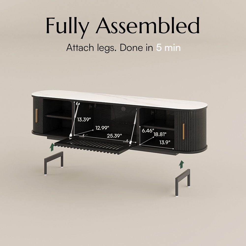 Solvra Mid-Century Tambour Door TV Stand