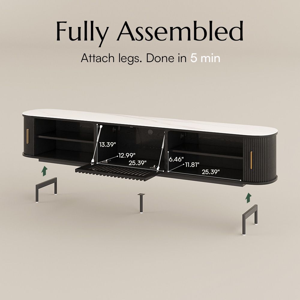 Solvra Mid-Century Tambour Door TV Stand