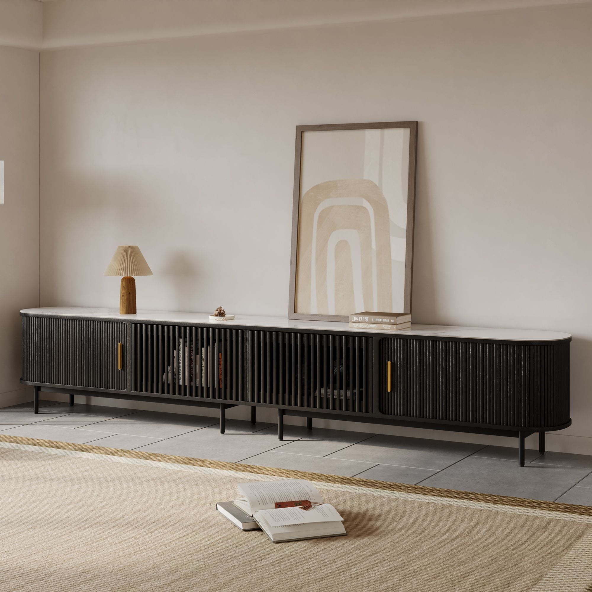 Solvra Mid-Century Tambour Door TV Stand