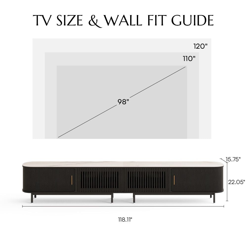 Solvra Mid-Century Tambour Door TV Stand