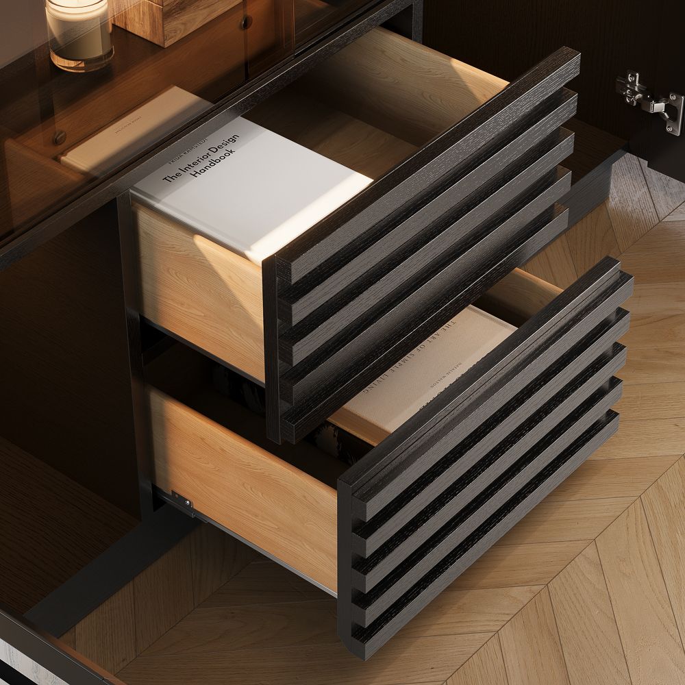 Atlas Mid-Century Slatted Storage Cabinet