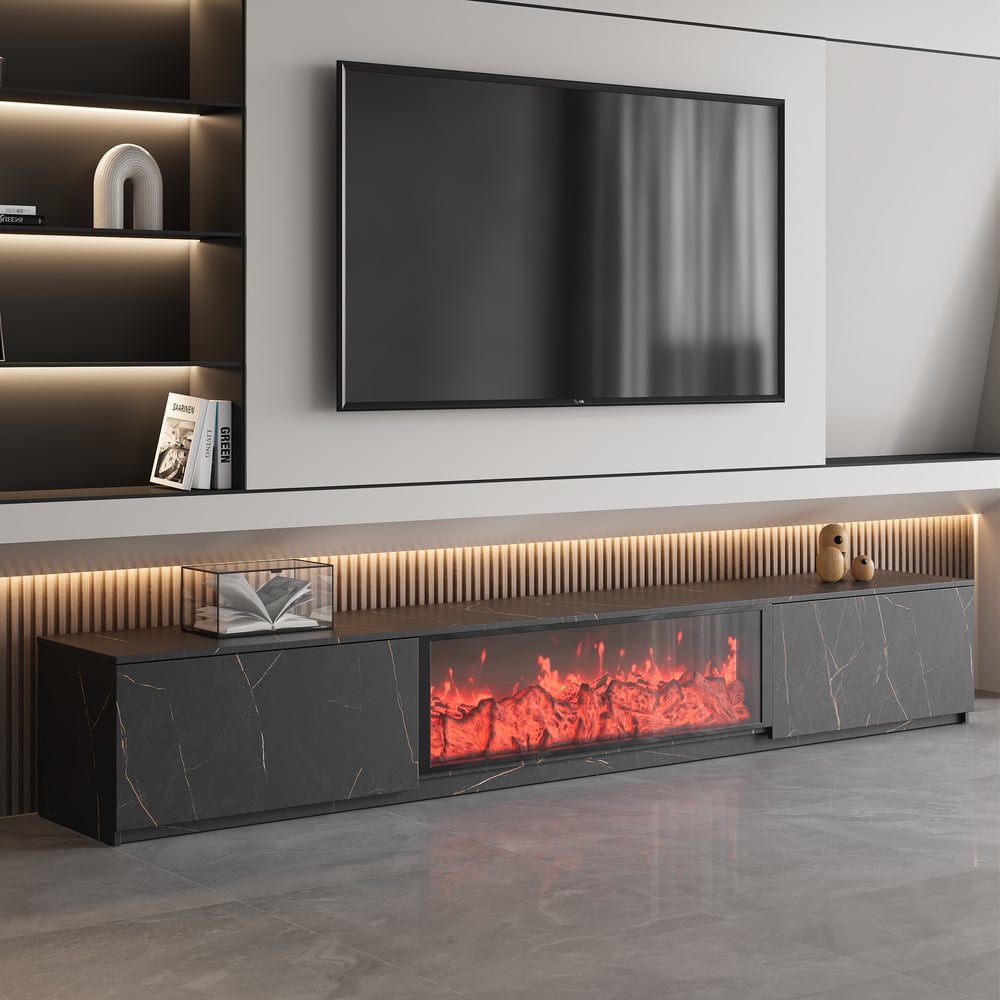Emberline Electric Fireplace TV Stand with Remote & Storage, 180 cm