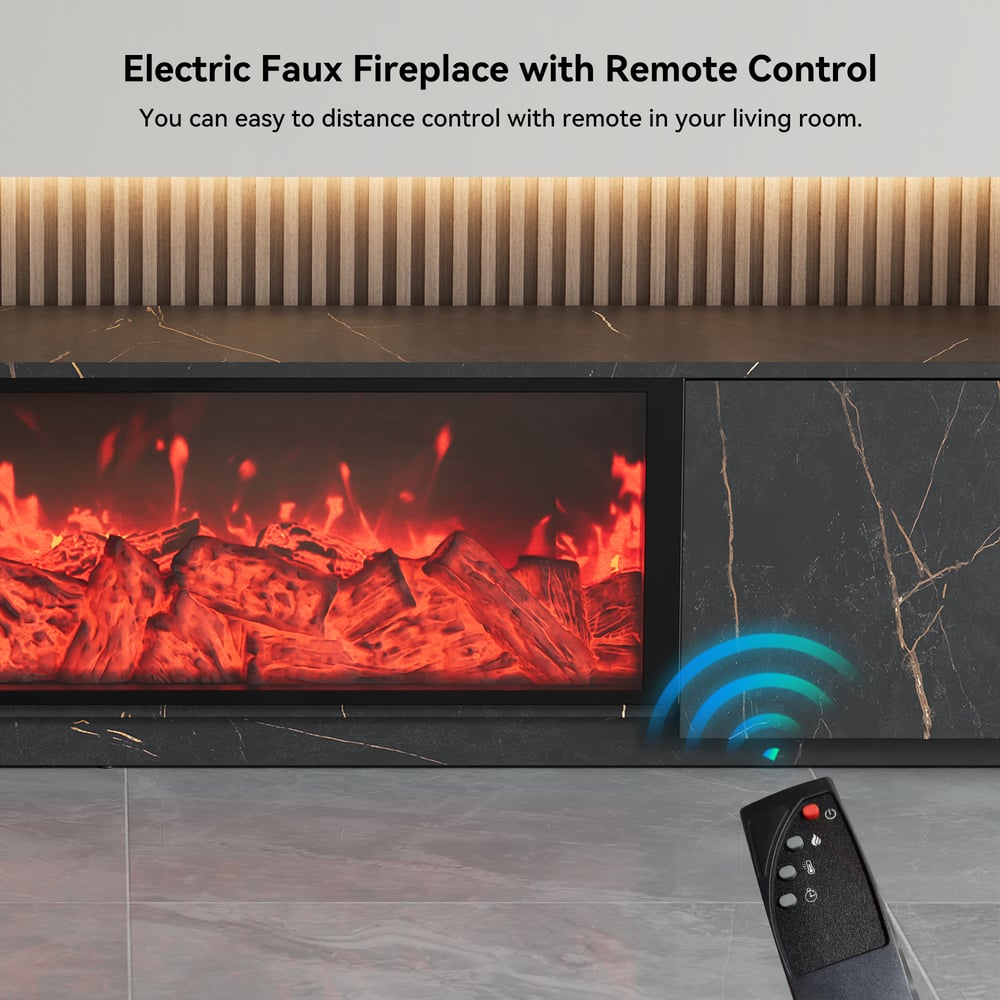Emberline Electric Fireplace TV Stand with Remote & Storage, 180 cm