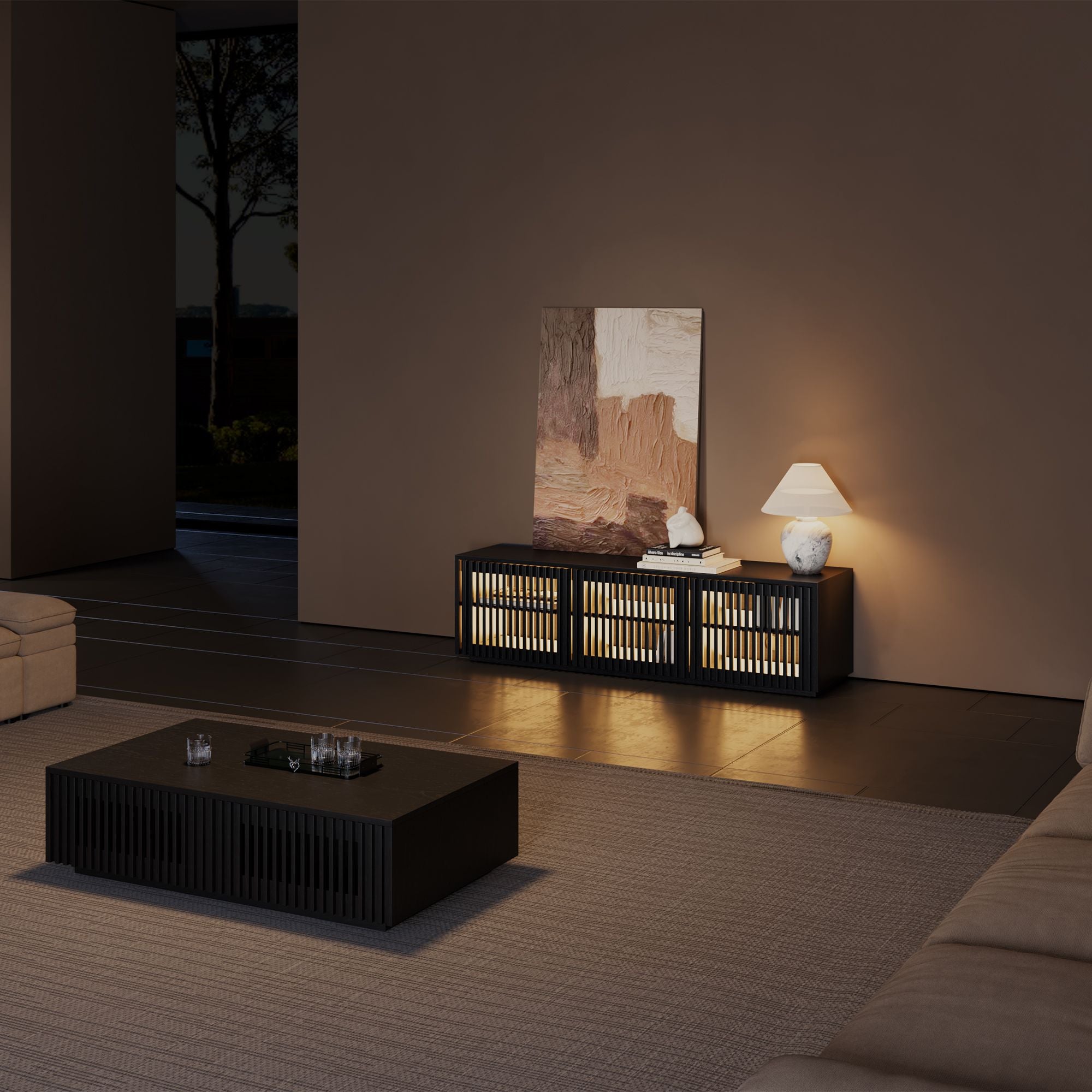 Aeolus Modern Wood TV Stand