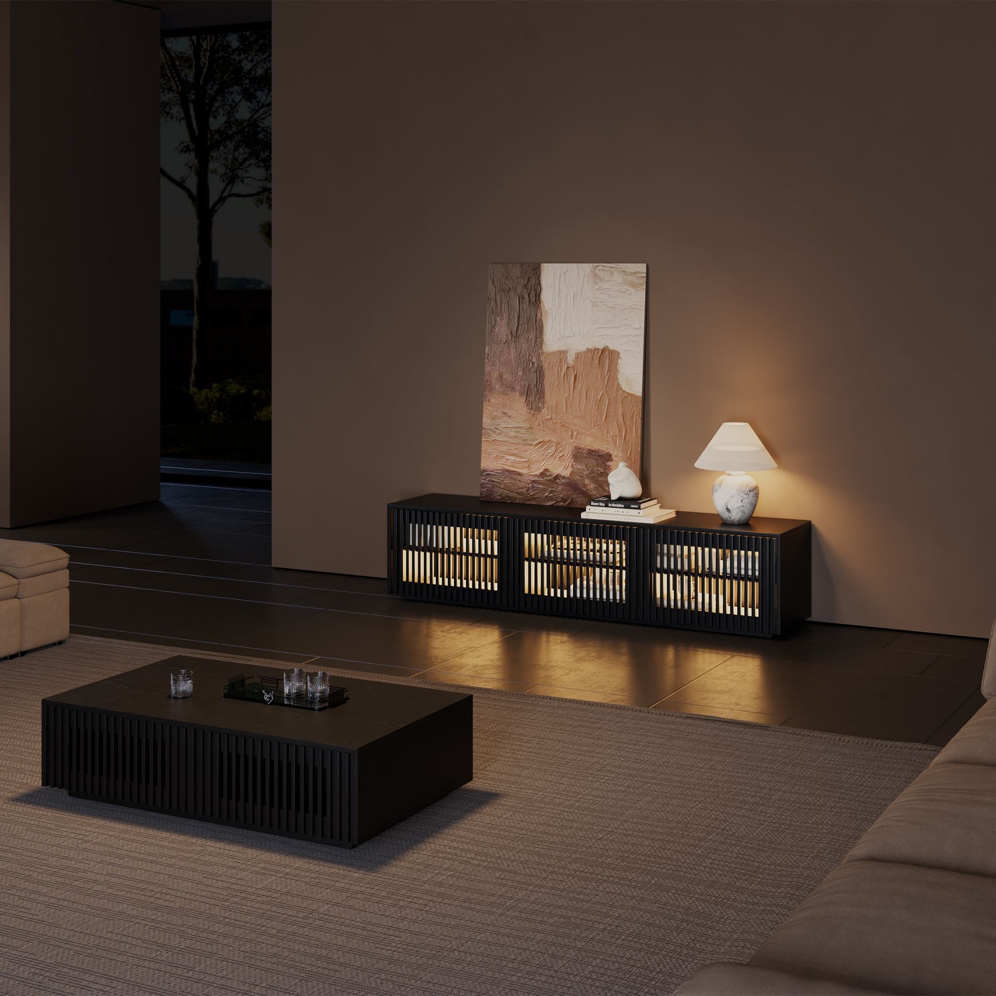 Aeolus Modern Wood TV Stand