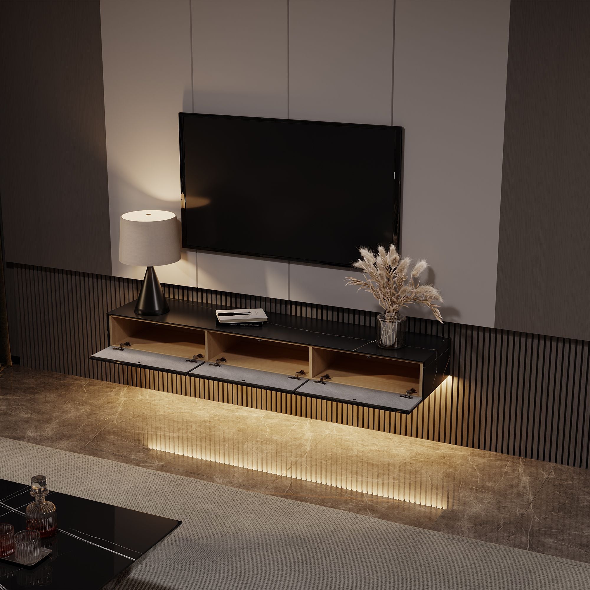 Float Modern Sintered Stone Floating TV Console