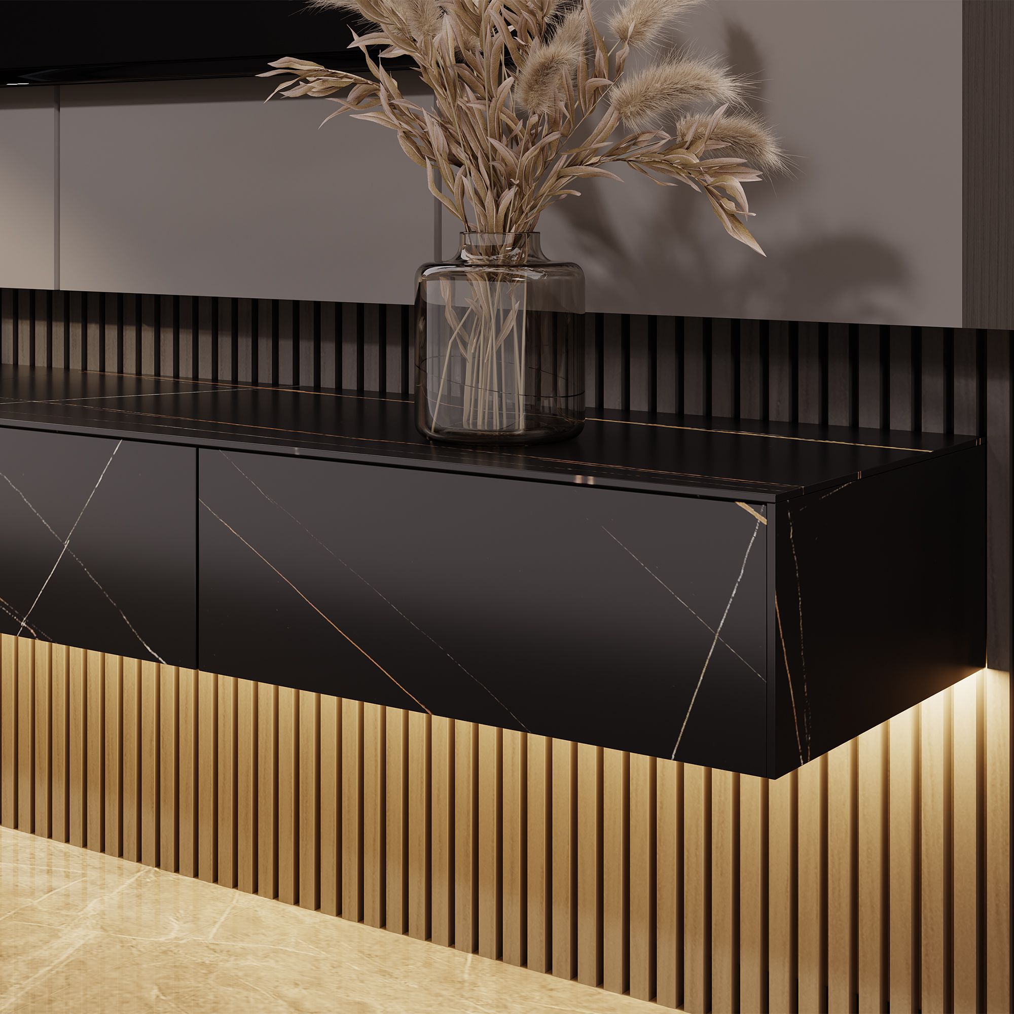 Float Modern Sintered Stone Floating TV Console