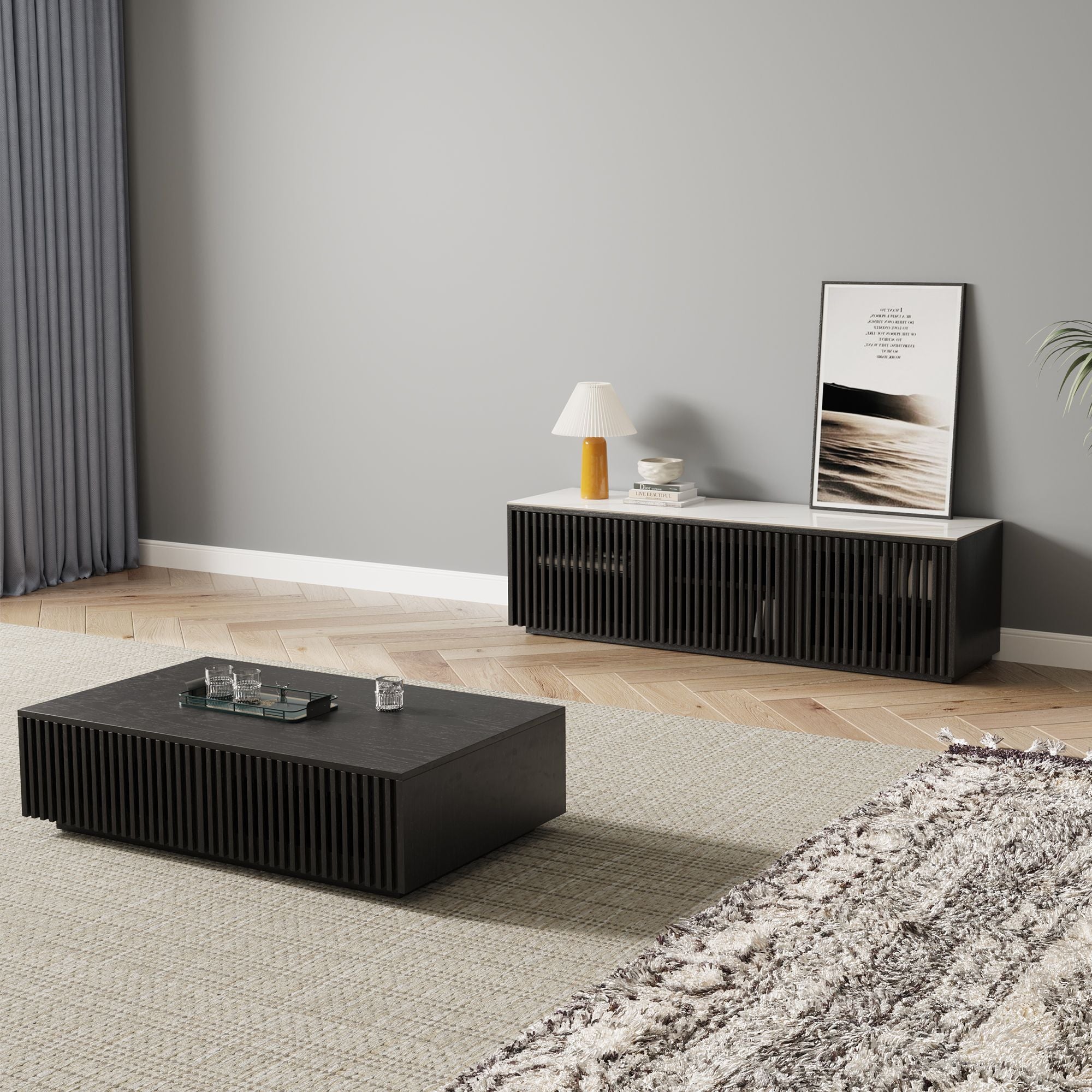 Aeolus Modern Wood TV Stand