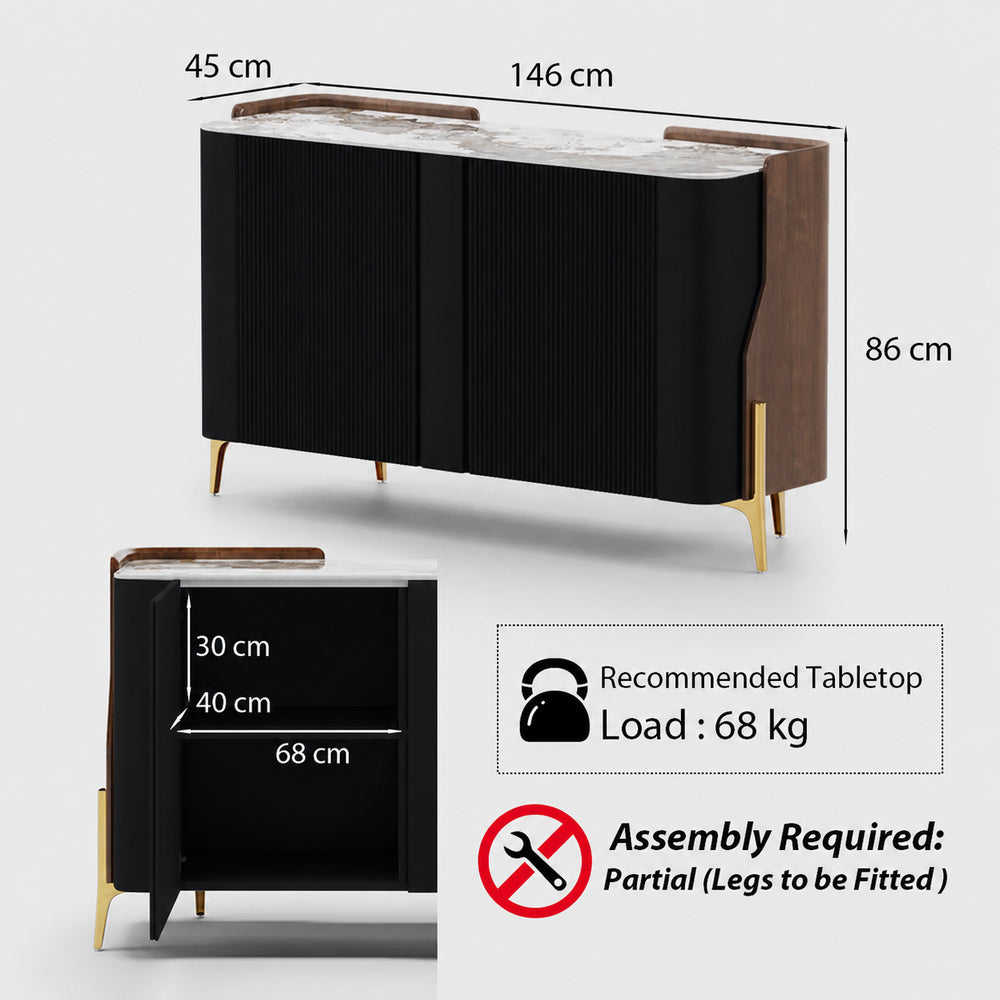Solara Modern Storage Sideboard with Sintered Stone Top