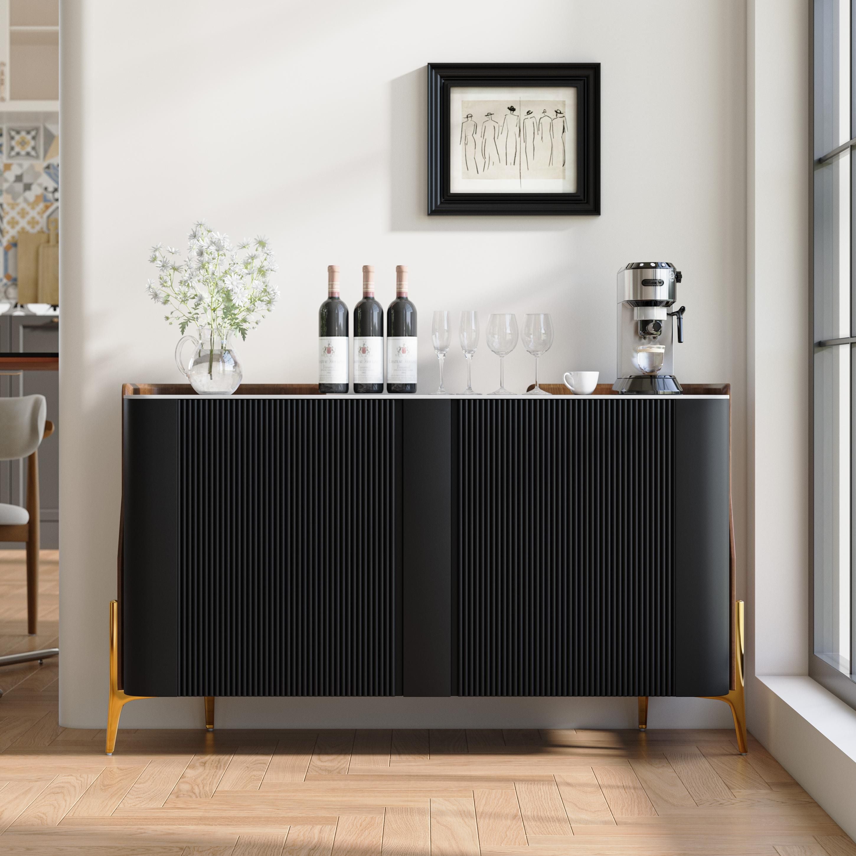Solara Modern Storage Sideboard with Sintered Stone Top