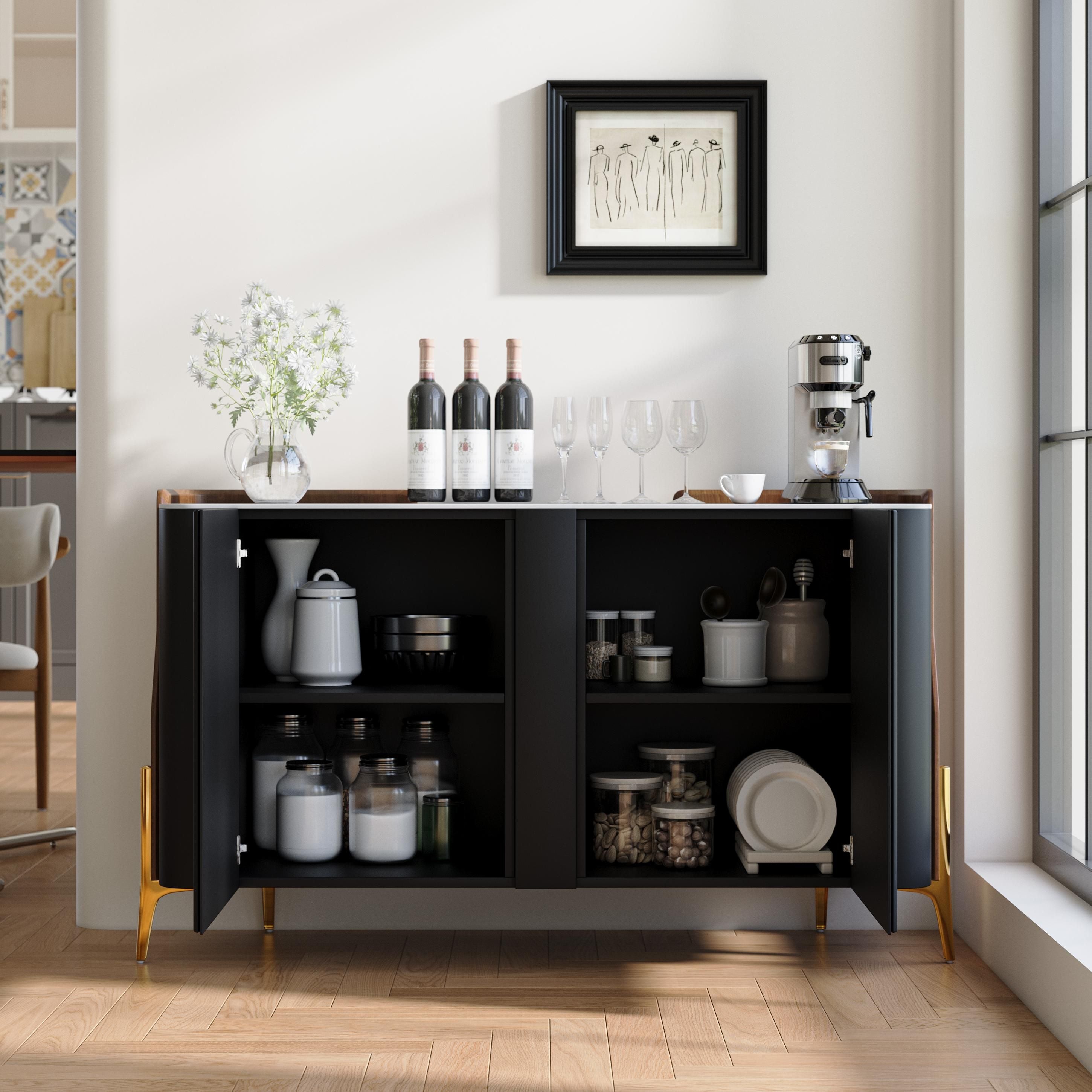 Solara Modern Storage Sideboard with Sintered Stone Top