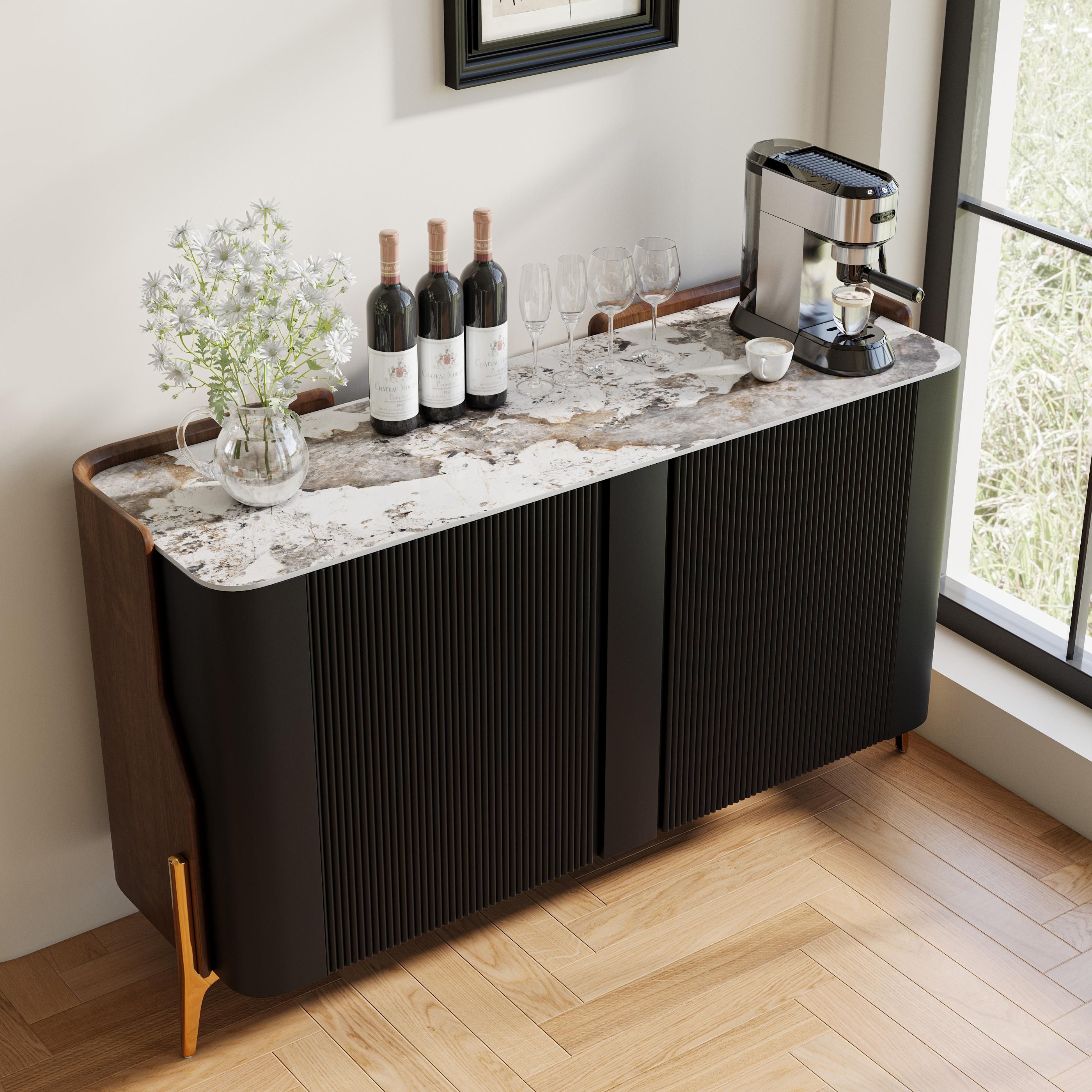 Solara Modern Storage Sideboard with Sintered Stone Top