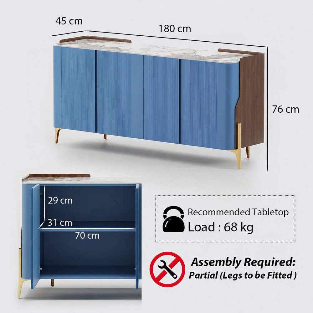 Solara Modern Storage Sideboard with Sintered Stone Top