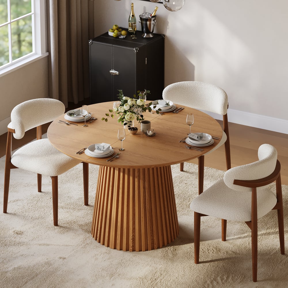Nora Solid Wood Fluted Dining Table