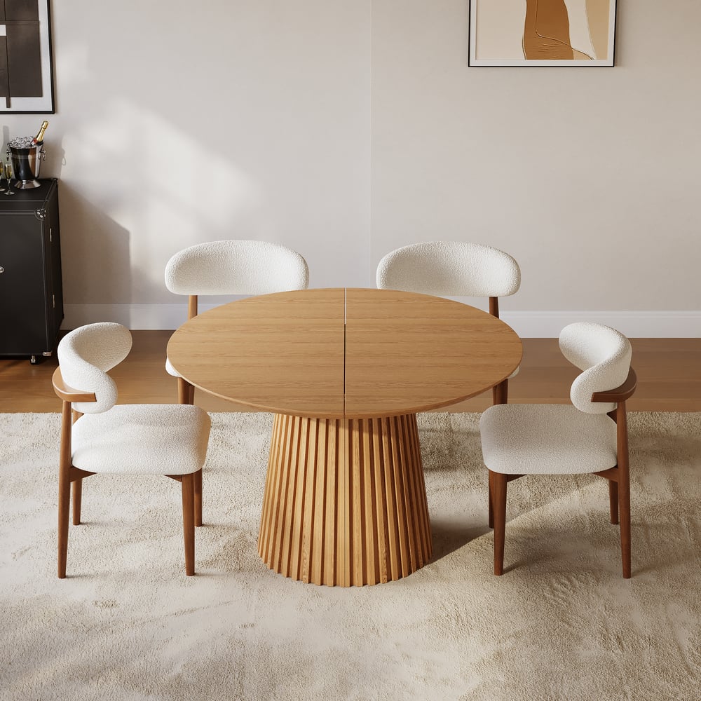 Nora Solid Wood Fluted Dining Table