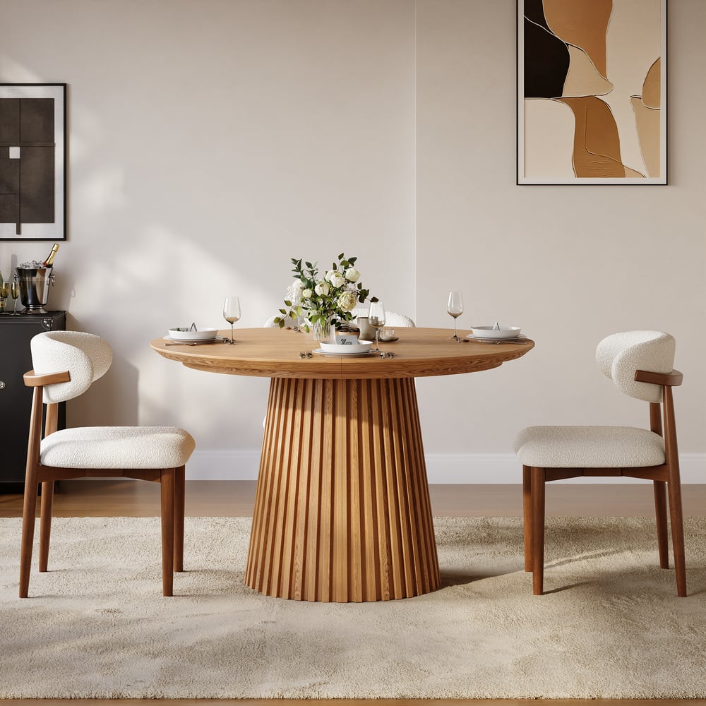 Nora Solid Wood Fluted Dining Table