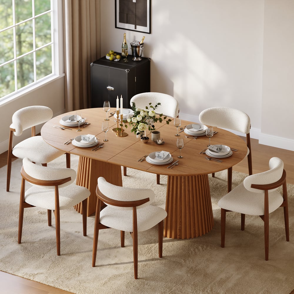Nora Solid Wood Fluted Dining Table