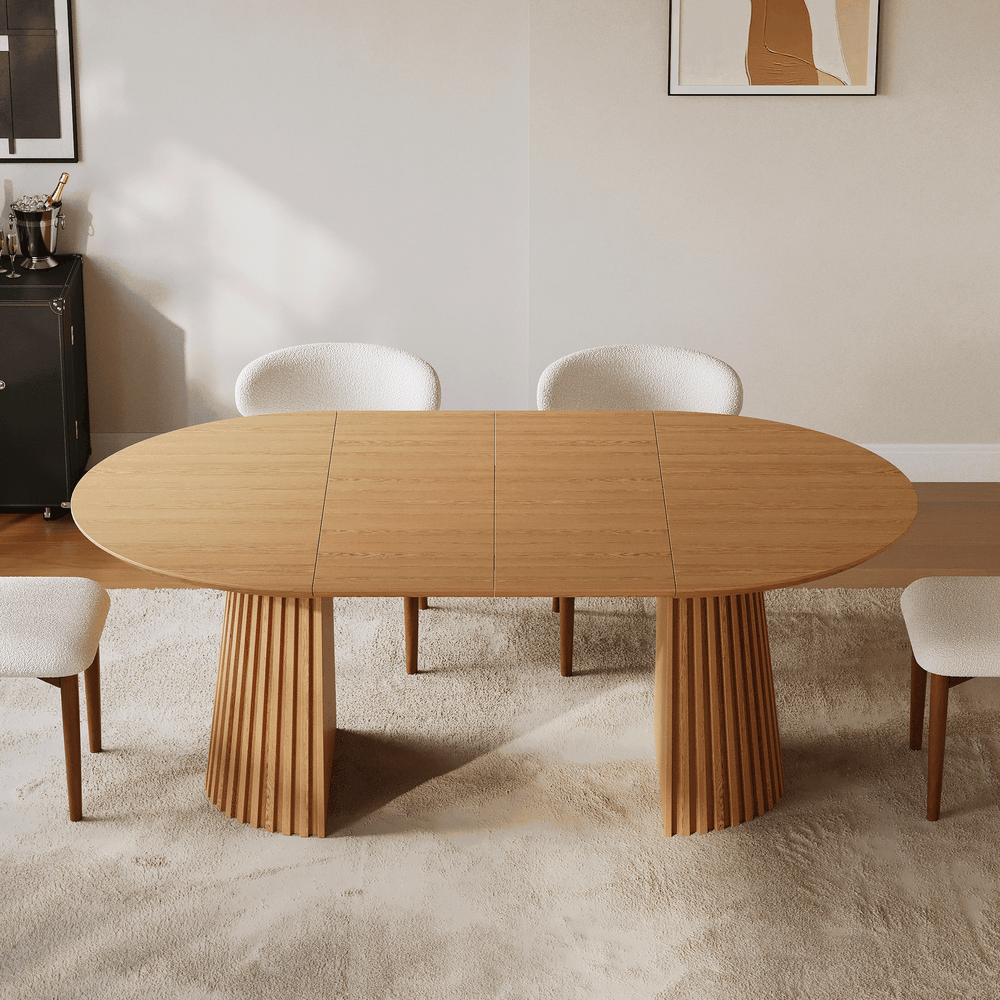 Nora Solid Wood Fluted Dining Table