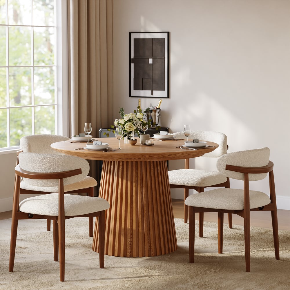 Nora Solid Wood Fluted Dining Table