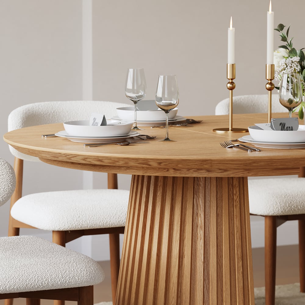 Nora Solid Wood Fluted Dining Table
