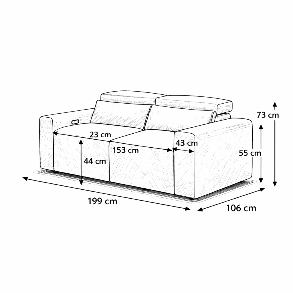 Beige Fabric / 2 seater