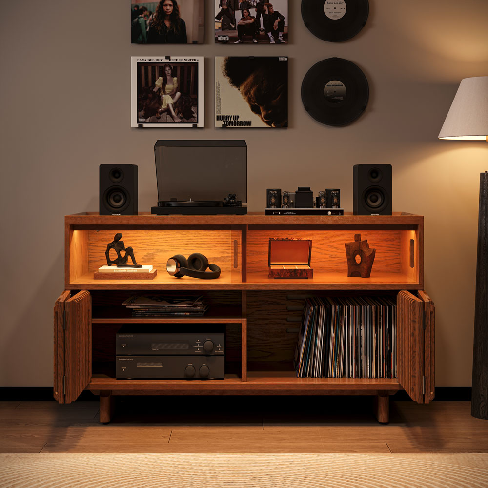 Ravelle Fluted LED Media Console