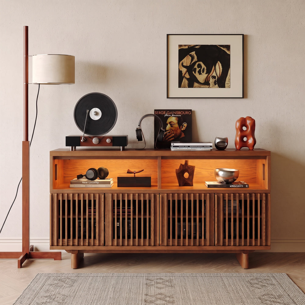 Ravelle Fluted LED Media Console