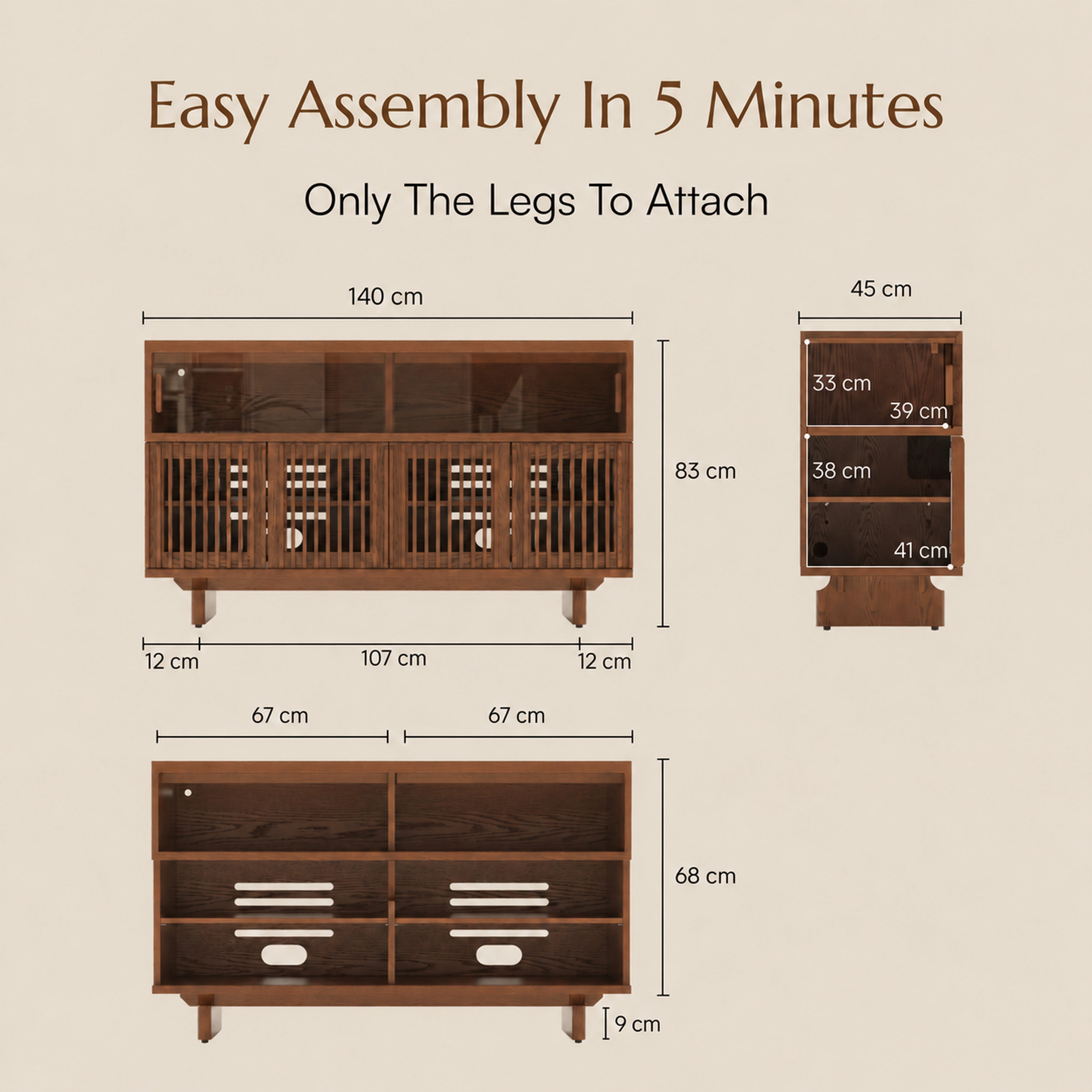 Ravelle Fluted LED Media Console